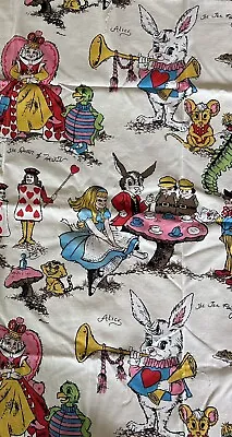 RARE NOS Vintage Alice In Wonderland Mad Tea Party 1970's Canvas Fabric 33  X  • $25