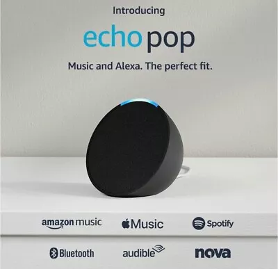 Brand New Amazon Echo Pop Full Sound Compact Smart Speaker Alexa Charcoal RRP€79 • $52.93