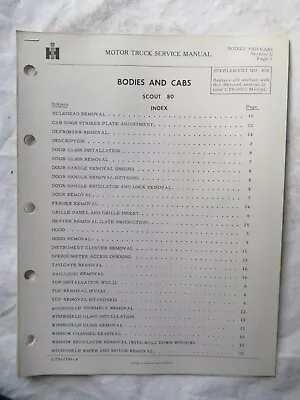 IH International Truck Trucks Scout 80 Body Bodies Cabs Service Manual CTS-2195 • $39.95