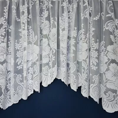Roma Lace Design WHITE Jardiniere Net Curtains - 6 Sizes NOW £10 & £15 • £9