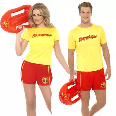 Baywatch Beach Fancy Dress 80s 90s Mens Womens Adults Shirt & Shorts TV Costume • £27.99