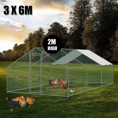 Large Walk In Pet Chicken Run Coop Cage Rabbit Hutch Ferret House W Cover 3x6x2m • $339