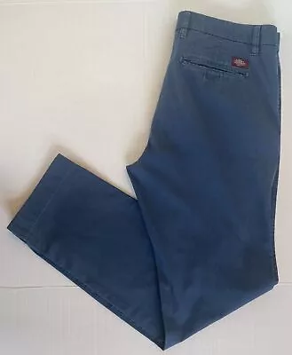 Mason's Navy Blue Chino Pants Flat Front Mens US 34 EU Size 50 Gaberdine Stretch • $35