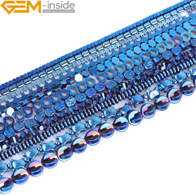£3.41 • Buy Blue Metallic Coated Reflections Hematite Assorted Stone Jewelry Making Beads