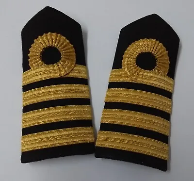 Naval Officers Captains Uniform Shoulder Boards Epaulette Black & Gold Detail • $67.86