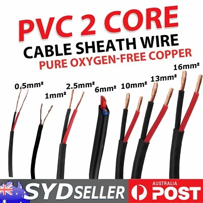 $15.63 • Buy 24V 12V Twin Cable 13mm 10mm 6mm 4mm 2.5mm 1mm 1.5mm 0.5mm 2 Core Wires Electric