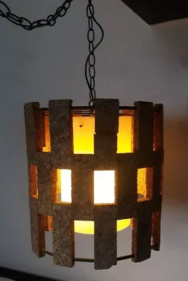 Excellent 1950s Cork Mid Century Modern Danish Design Swag Lamp • $199.99