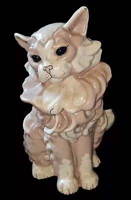 Large KAY FINCH 10 1/2  Sitting PINK/WHITE Cat Figurine MADE IN CALIFORNIA • $125