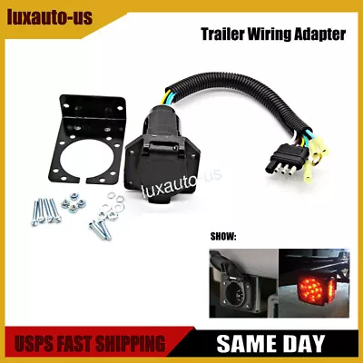 4 Pin To 7 Way Trailer Wiring Harness Adapter Convertor Plug RV With Braket • $17.99