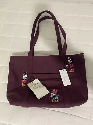 Vera Bradley Disney LTD Edition Small Tote Flirty Mickey And Minnie On Maroon • $80