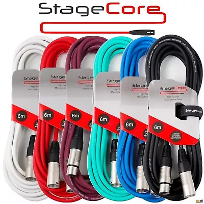 Stagecore 6m High Quality Male - Female Balanced XLR Microphone Cables Mic Lead  • £8.99