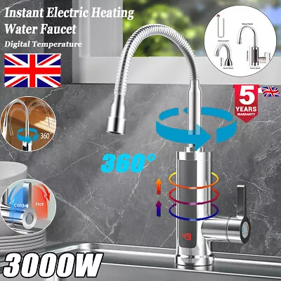 360° Electric Heating Tap Kitchen Bathroom Fast Instant Hot Water Heater Faucets • £24.99