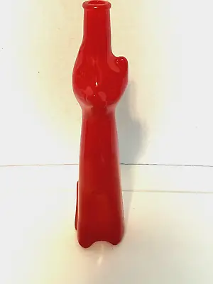 CAT Bright RED Glass Wine Bottle Vase 13 In Tall Mosel Saar-Ruwer Riesling • $18.99