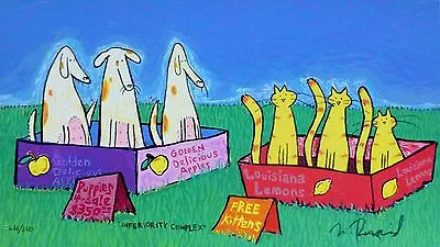 Matt Rinard   Inferiority Complex    Hand Signed Numbered Lithograph Cats & Dogs • $179