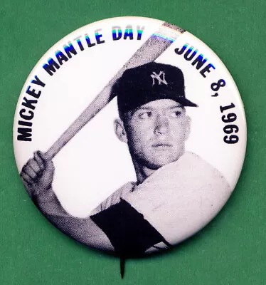 1969  STYLE   Mickey MANTLE Day  RP *PIN*  Yankee Stadium • $6.75