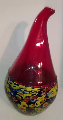 Murano Millefiori Pitcher / Vase 14.5  Tall Large & Heavy Italy Polished Pontil! • $38