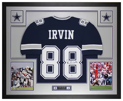 Michael Irvin Autographed And Framed Blue Cowboys Jersey Beckett COA • $695