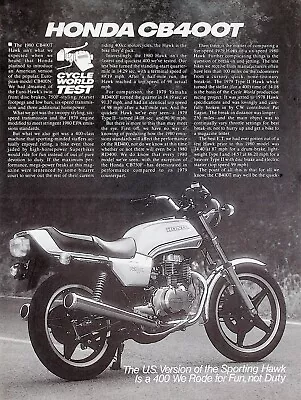 1980 Honda CB400T - 5-Page Vintage Motorcycle Test Article • $17.95