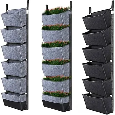 6 Pocket Planting Bag Wall Hanging Vertical Flower Grow Pouch Planter Garden 1P • £9.69