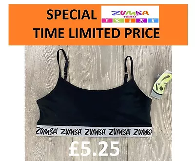 Zumba Black Silver Strappy Sports Bra Top Fitness Gym Spaghetti Strap Dance • £5.25