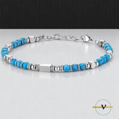 BRACCIALE UOMO PIETRE dure set 2 bracciali con pietra in lavica da nero di onice EUR 14,00 - IT