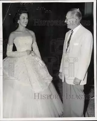 1958 Press Photo Dianne Tauscher Wearing Evening Gown At Miss America Pageant • $17.99