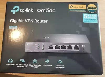 NEW TP-Link ER605 Omada 5-Port Gigabit Multi-WAN VPN Router 3 Config WAN/LAN • $65.99