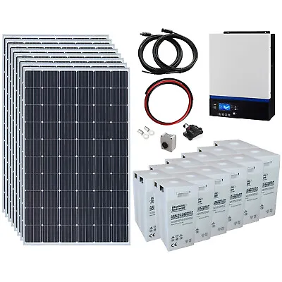 2.4kW 24V Complete Off-grid System: 8 X 300W Solar Panels 3000W Hybrid Inverter • £4999.99