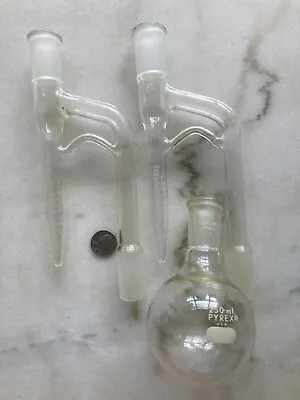 Vtg Med Science Lab Pyrex Rare Kimax M1 Condenser Tubes Round Botto Boiler Flask • $33.99