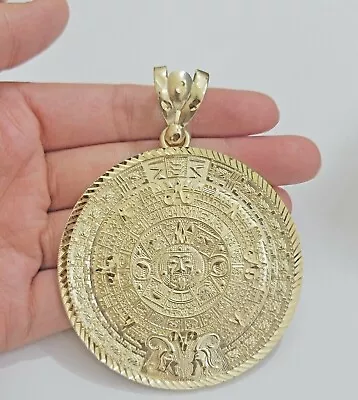 Designer Aztec Mayan Calendar Big Men's Charm Pendant 14K Yellow Gold Plated • $242.99