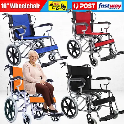 16 Adult Wheelchair Self Propelled Folding Lightweight Transit Travel Wheelchair • $132.47