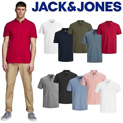 Jack & Jones Mens Polo Shirts Short Sleeve Slim Fit T-shirts Sizes- XS To 2XL • £12.99