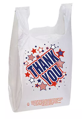 Americana Plastic Thank You T-Shirt Bags - Case Of 500 - 11 ½ X 6 X 21 Inch • $37