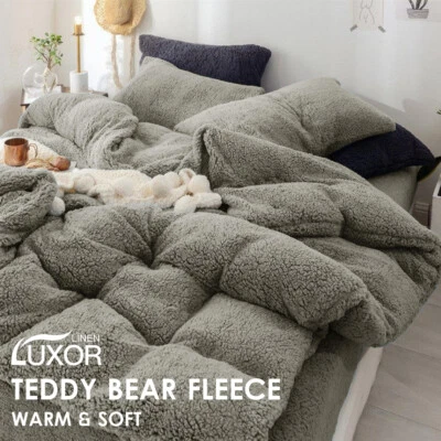 $42 • Buy Teddy Bear Fleece Thermal Quilt Doona Duvet Cover Set Or Sheet Set Fitted Sheet