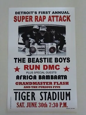 The Beastie Boys + Run DMC + Grand Master Flash In Detroit 1987 - Concert Poster • $20