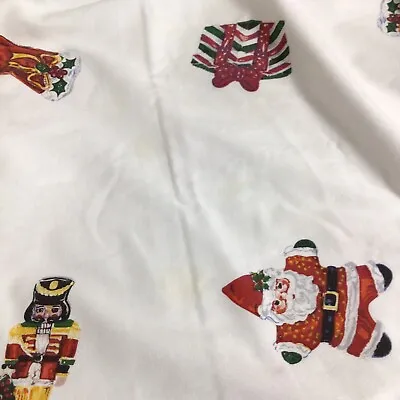 Vintage Christmas Tablecloth Santa Nutcracker Gift Stocking 114x58  • $40