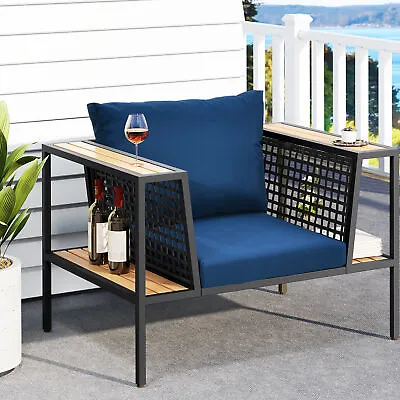 Outdoor Patio Chair Sectional Sofa Rattan Couch With Cushion For Balcony Garden • $154.75