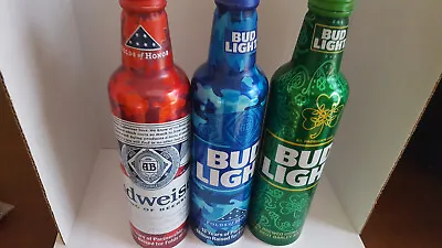 $12.99 • Buy Bud, Bud Light Folds Of Honor & Bud Light  St Patrick 2023 Aluminum Bottle 16oz