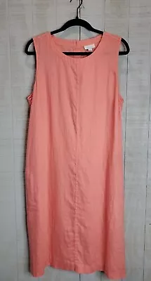 J. Jill Love Jill Women's Sz L Tall 100% Linen Tunic Dress Sleeveless Pockets • $55