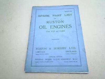 £15 • Buy Ruston And Hornsby VQR & VQRN Spare Parts List