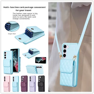 For IPhone Samsung Hot Leather Wallet Crossbody Strap Bag Stand Phone Case Cover • £7.19