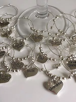 £0.99 • Buy Silver Wedding Guest Wine Glass Charms *Personalised* Table Decoration Favour