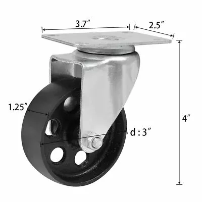 2/4PCS Swivel Casters 3  & 3.5  Heavy Duty Steel Cast Iron Plate Casters Wheels • $28.88