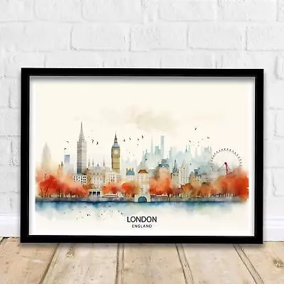 London Skyline Print Iconic Cityscape Art London Landmarks Poster England Capita • £28