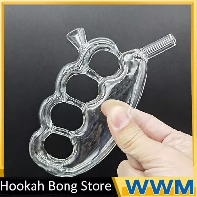 1Pc Clear Knuckles Glass Bong Hand Pipe Smoking Bong Bubbler Water Pipe • £10.79