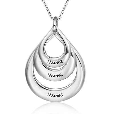 Women Mom Necklace Water Drop Layer Pendant 3/4 Name Christmas Gift Personalised • £16.79