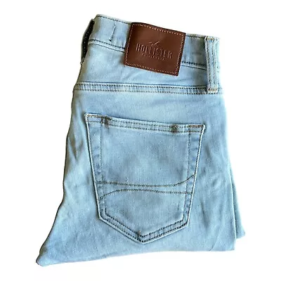 Hollister Jeans Mens L29 W30 Faded Blue Denim Extreme Skinny Fit Straight Leg • $24.99