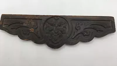 Antique Oak Ornate Wooden Wood Pediment  Northwind Carved Mans Face • $150