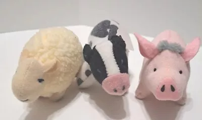 Vtg Babe The Pig Mini Plush Set Of 3 Sheep Pig Cow Farm Stuffed Animals 1995 • $6.99