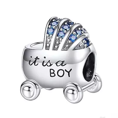 Genuine It Is A Boy Baby Carriage Buggy S925 Sterling Silver Bead Charm • £21.99